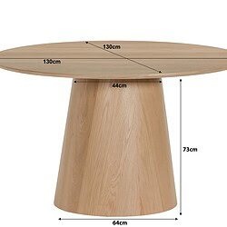 Ronde hoeken van de Novero 130cm eikenhout fineer tafel