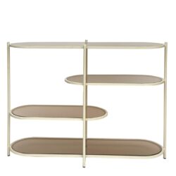 Textuur van de Brix Jill Off White 90cm wandrek met luxe rookglas en gecoat staal