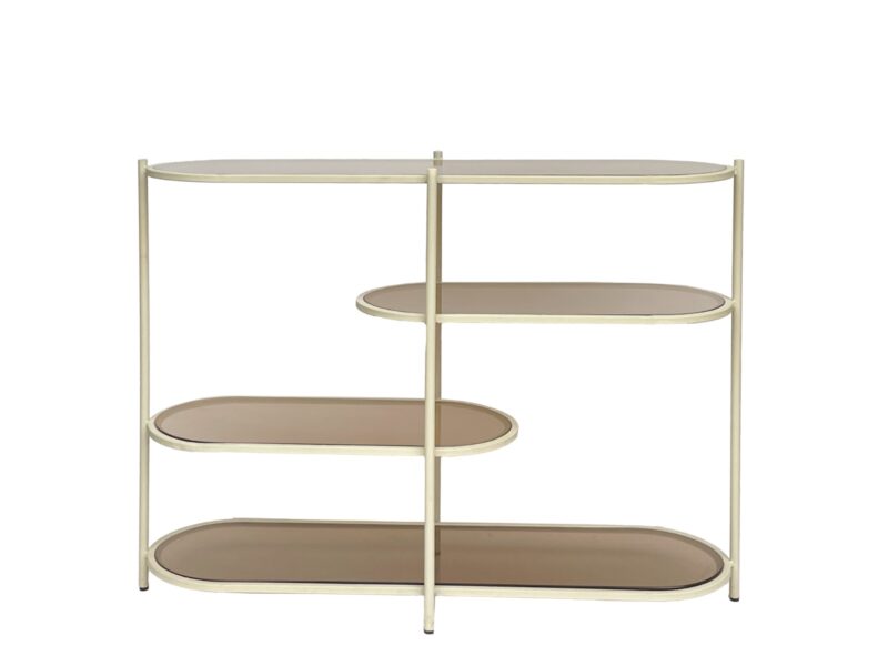 Textuur van de Brix Jill Off White 90cm wandrek met luxe rookglas en gecoat staal