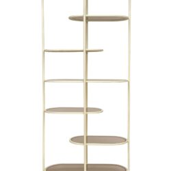 Textuur wandrek Jill Off White 190cm, gecoat staal en rookglas