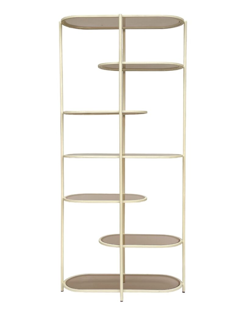 Textuur wandrek Jill Off White 190cm, gecoat staal en rookglas