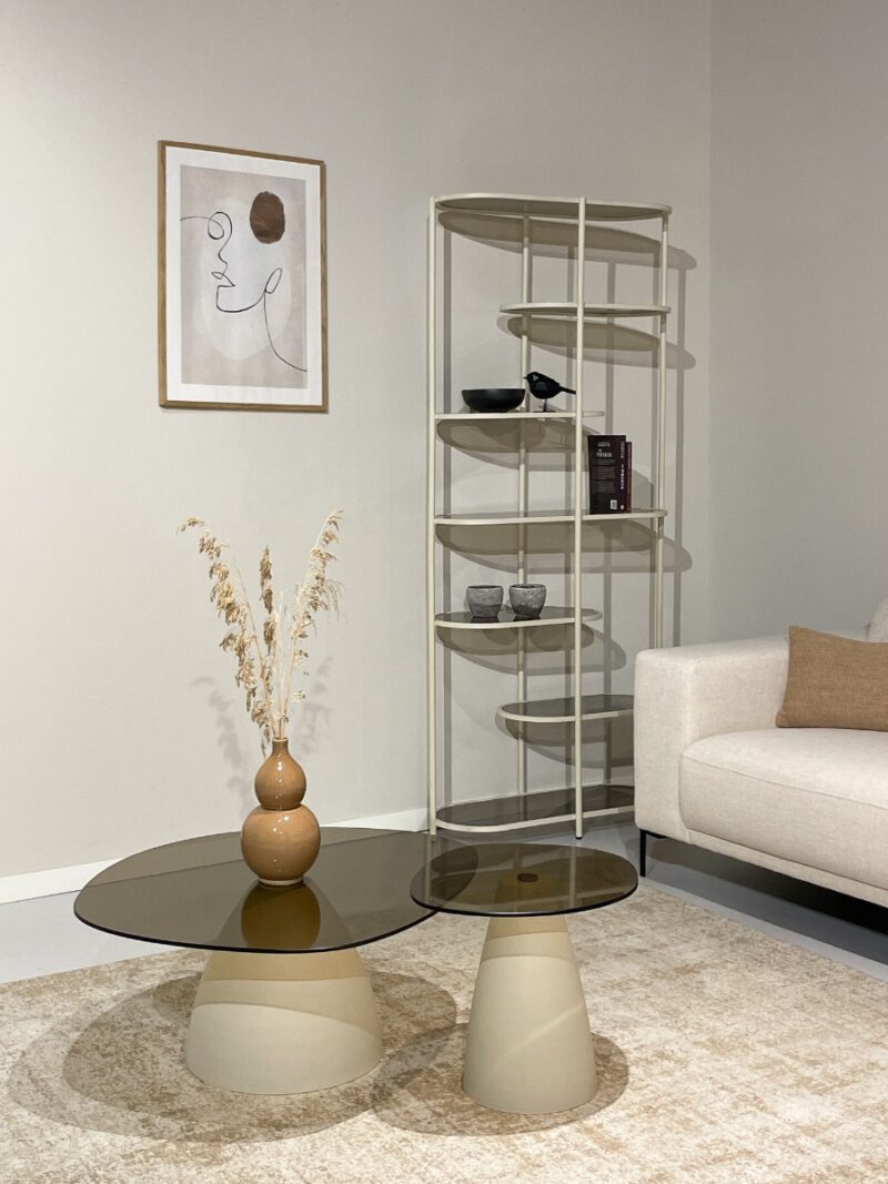 Wandrek Jill Off White 190cm van boven, gecoat staal en rookglas