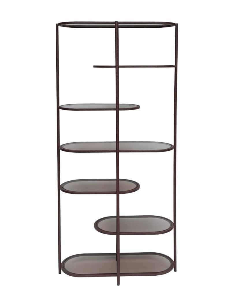 Textuur van wandrek Jill, gecoat staal en luxe rookglas