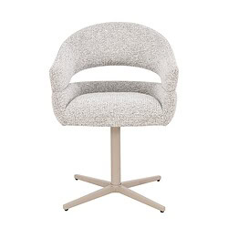 Jade eetkamerstoel beige stof gecoat staal in interieur