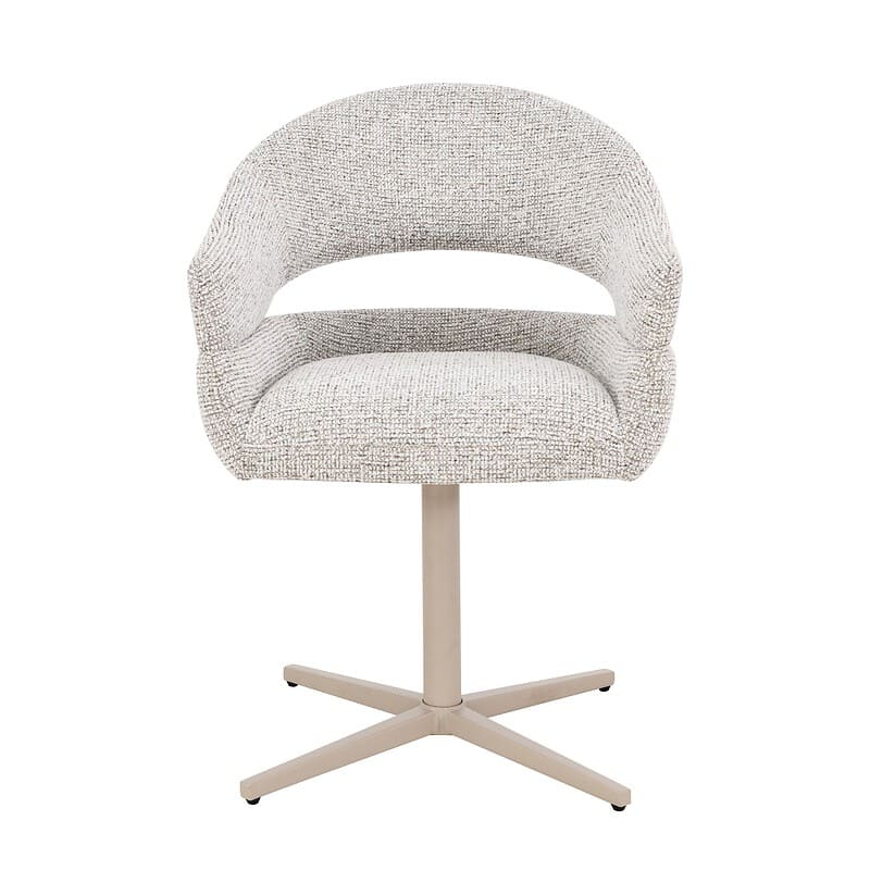 Jade eetkamerstoel beige stof gecoat staal in interieur