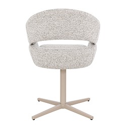 Jade eetkamerstoel beige stof gecoat staal vanaf zijde