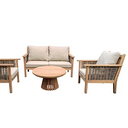 Detail teakhouten bankje Malaga tuinset