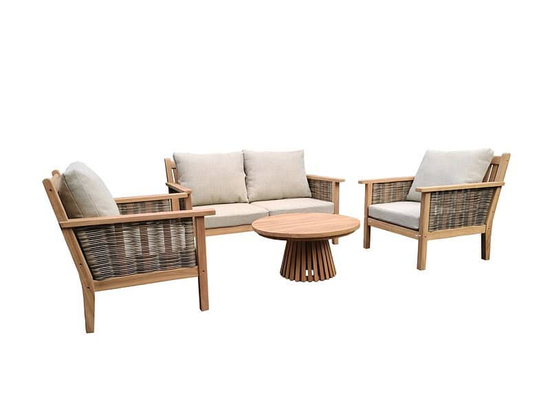Textuur teakhouten stoelen Malaga tuinset