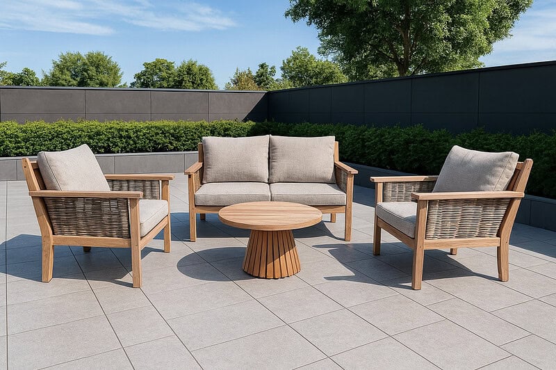 Perspectief op tafel Malaga tuinset, Cindo 80 cm