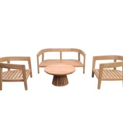 Bilbao tuinset in interieur, comfortabel bank en stoelen in natuurlijk teakhout