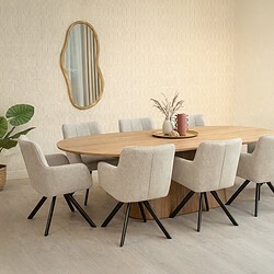 Novero 280cm tafel met eikenhout fineer en natuurlijke afwerking