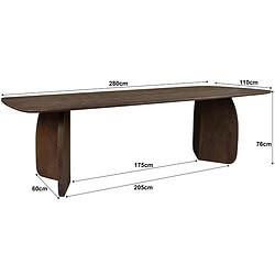 Robuuste houten eettafel met afmetingen 280x110 cm, ideaal voor grote gezinnen en eetkamers, gemaakt van duurzaam hout voor een stijlvolle en functionele inrichting.