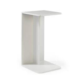 Detail van banktafel Jade Recht Off White, ronde vormen, Mango Hout