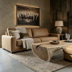 4 zits bank Kentucky + hocker | Africa leder Caramel