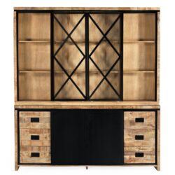 Detail van zwarte metalen kruisdeuren en glas, Novelle 200