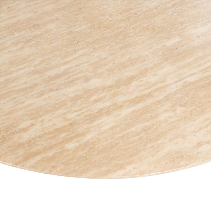 Eettafel Montgommery beige vanaf bovenaf met bronzen voet