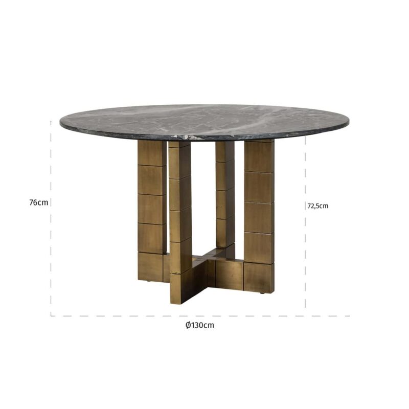 Eettafel Collada black/gold 130Ø