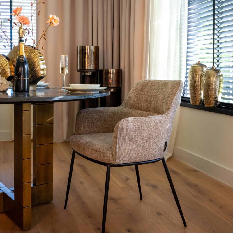 Eettafel Collada black/gold 130Ø