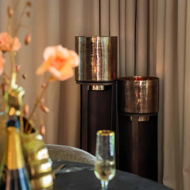 Eettafel Collada black/gold 130Ø