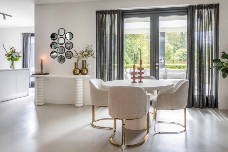 Eettafel Bloomstone white 130Ø