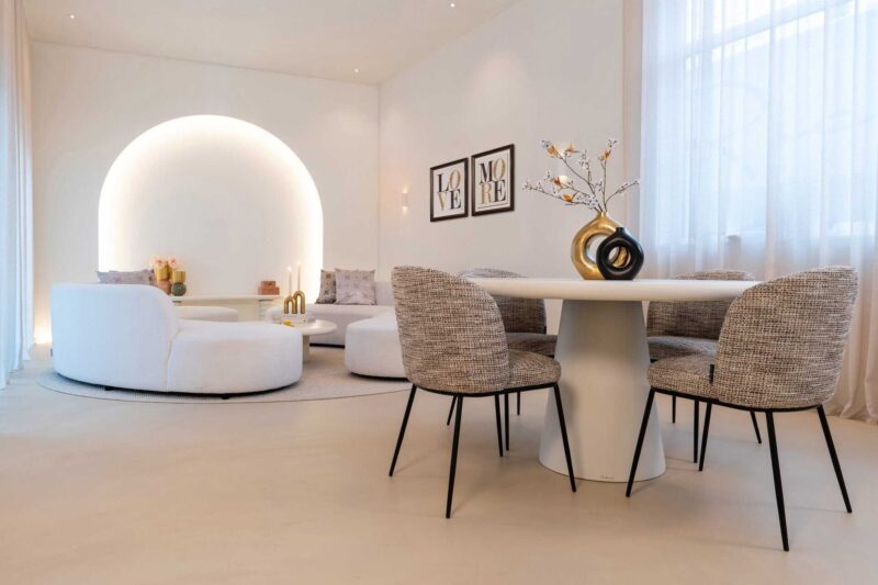 Eettafel Bloomstone white 130Ø