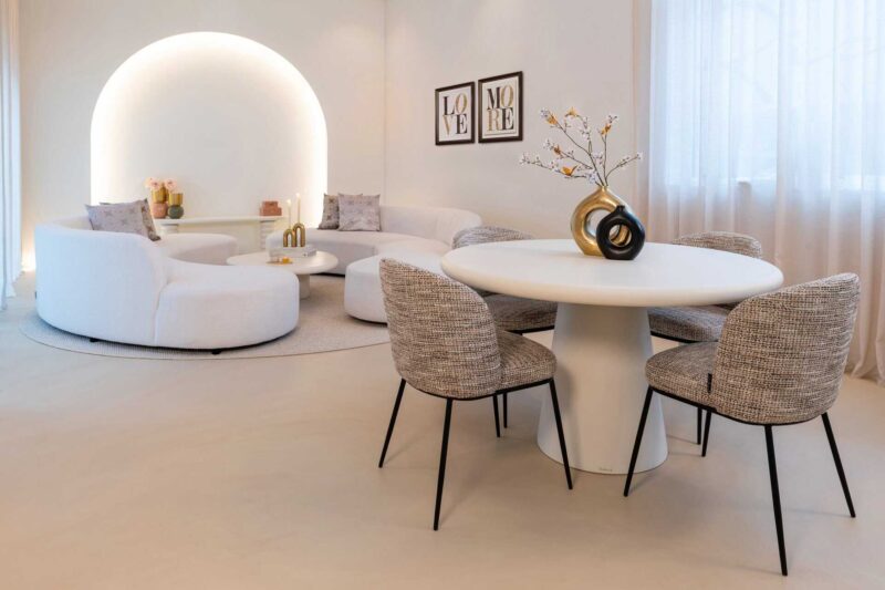 Eettafel Bloomstone white 130Ø