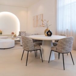 Eettafel Bloomstone white 130Ø