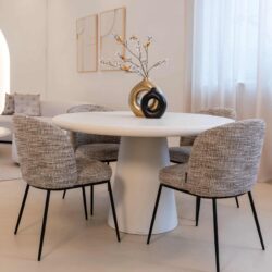 Eettafel Bloomstone white 130Ø