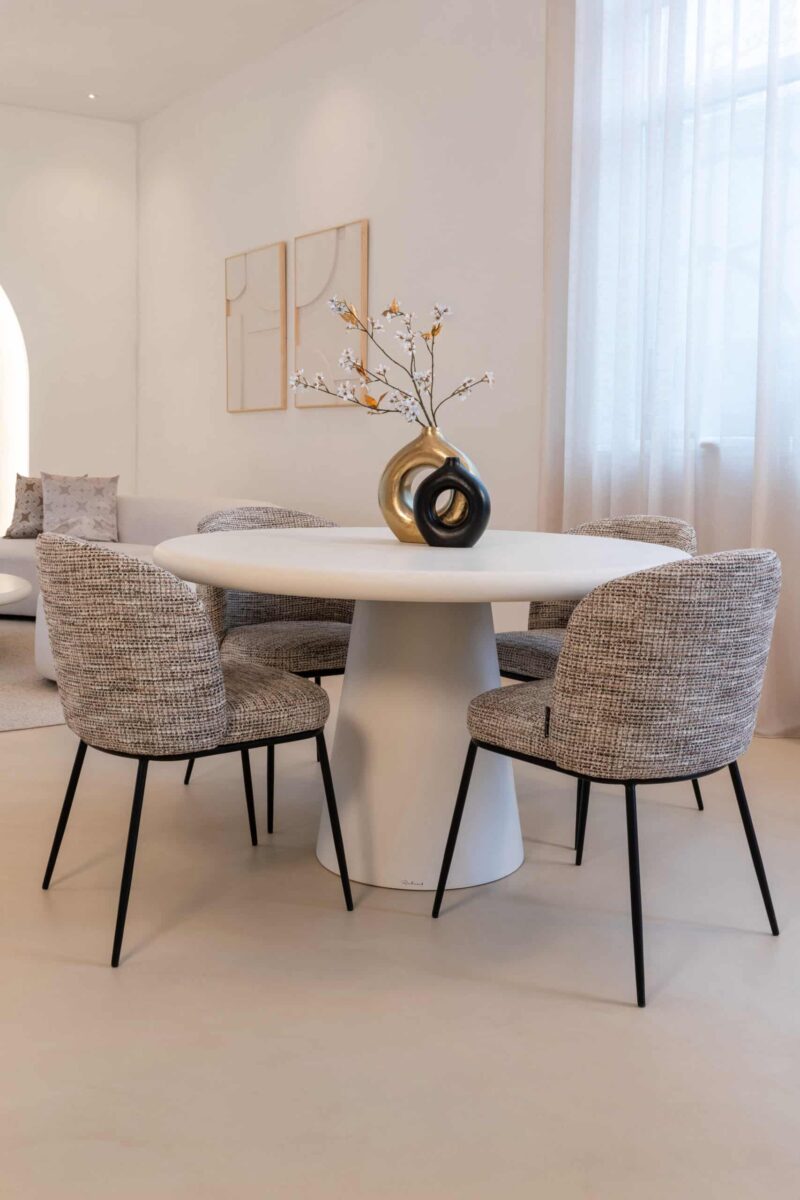 Eettafel Bloomstone white 130Ø