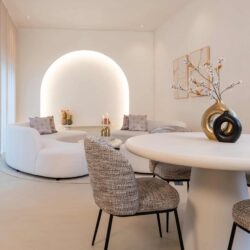 Eettafel Bloomstone white 130Ø