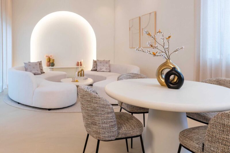 Eettafel Bloomstone white 130Ø