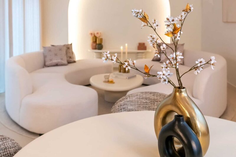 Eettafel Bloomstone white 130Ø