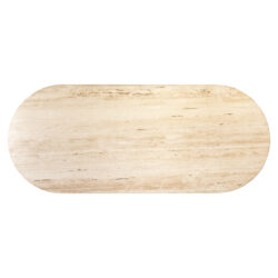 Textuur travertinmateriaal La Cantera eettafel