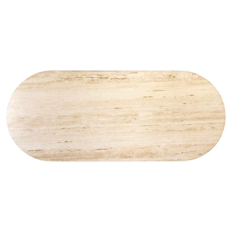 Textuur travertinmateriaal La Cantera eettafel