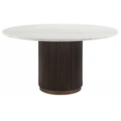 Detail Mayfield eettafel, metalen details, houten basis