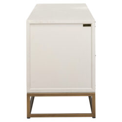 Textuur van het Oak Veneer op het Whitebone brass TV-meubel