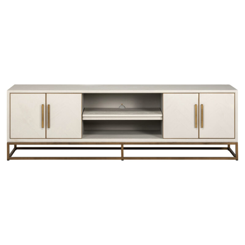 Whitebone brass TV-meubel in een interieur setting, goud-wit kleur