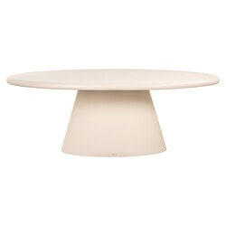 Een moderne, witte eettafel met een ronde top en een unieke, conische basis, perfect voor een eigentijdse eetkamer of vergaderruimte. Hoogwaardige meubelkwaliteit en strak design van Mokana Meubelen.