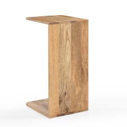 Perspectief van de banktafel Jade Recht Naturel, ronde vormen en natuurlijke kleur