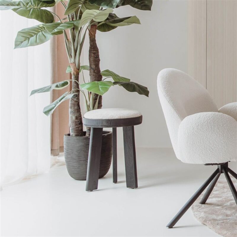 Textuur van de zwarte Memphis 10 stof op de Ossana kruk