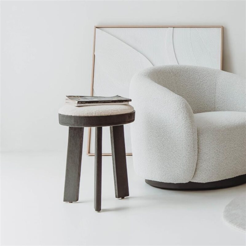 Ossana kruk vanaf boven, zwarte Memphis 10 stof en houten poten