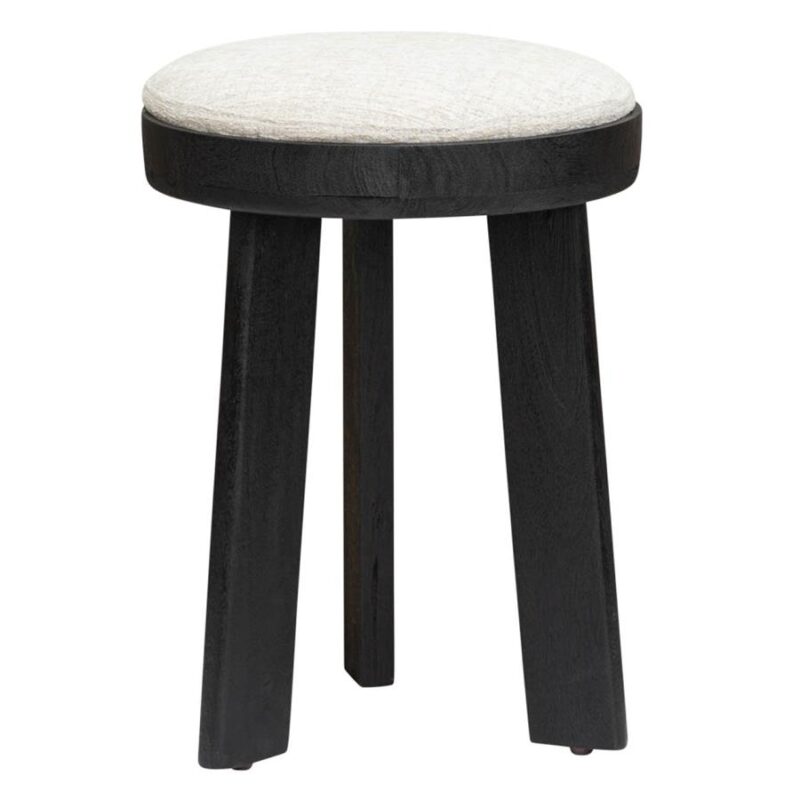 Detail van de zwarte Memphis 10 stof op de Ossana kruk