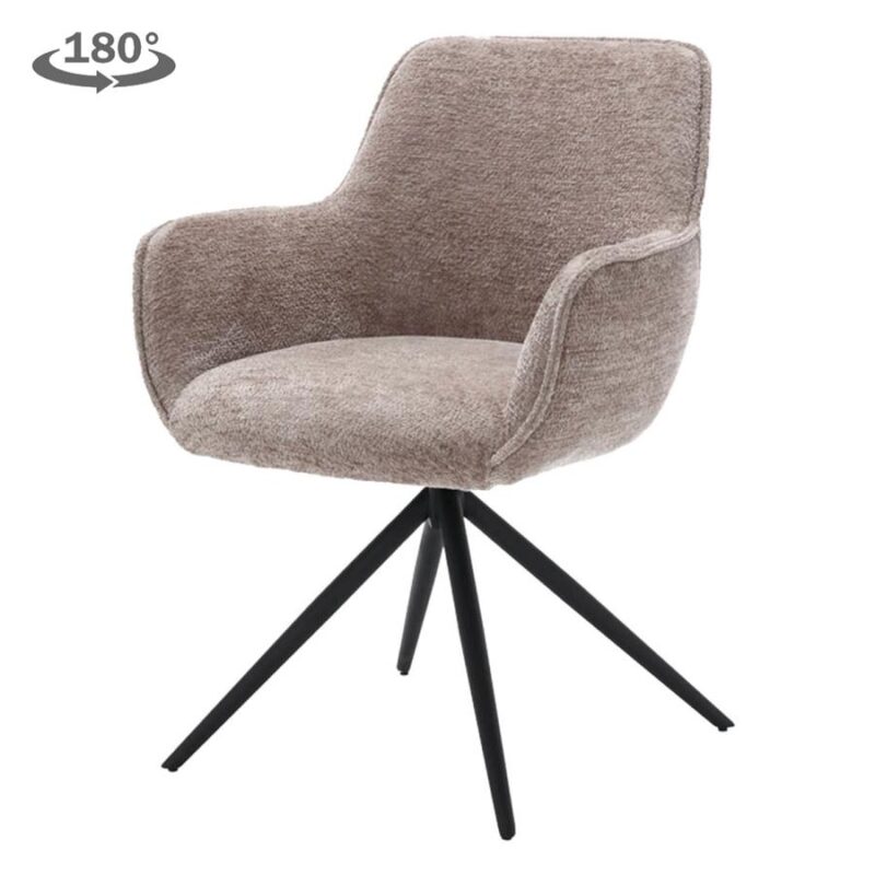 Draaibaar armleuning van Fondo armstoel in bruin leer