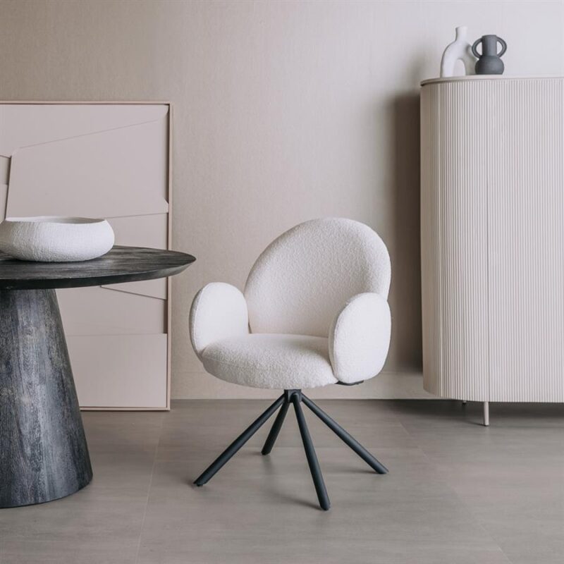 Imola Armstoel - fabric Ascot 1 White (draaibaar)