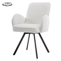 Detail van de armleuning van de Livo armstoel in witte Ascot 1 stof