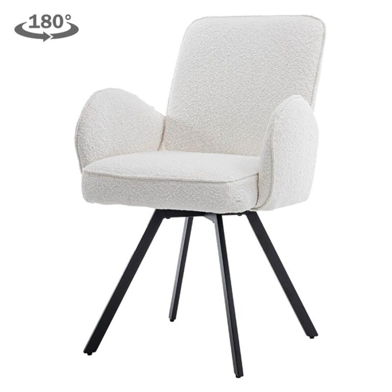 Detail van de armleuning van de Livo armstoel in witte Ascot 1 stof