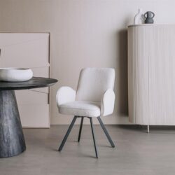 Livo Armstoel - fabric Ascot 1 White (draaibaar)