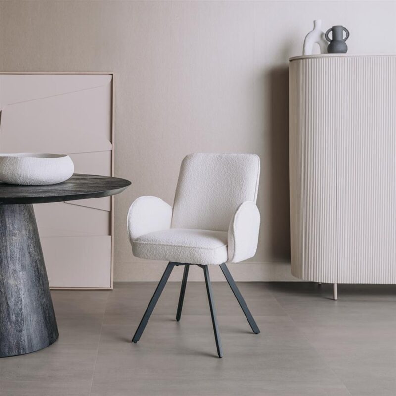 Livo Armstoel - fabric Ascot 1 White (draaibaar)