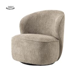Draaibaar mechanisme van Belvi fauteuil in beige stof