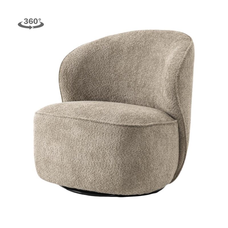 Draaibaar mechanisme van Belvi fauteuil in beige stof